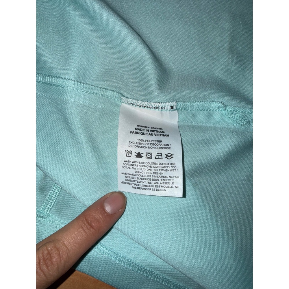 Nike Dri-FIT Sleeveless Golf Polo Shirt Aqua Blue Orange Trim Womens XL - Picture 3 of 7